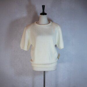 NWT Carson Pirie Scott Womens Angora Sweater Short Sleeves Crewneck Ivory Size L